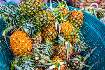  pineapple  at sampeng market Bangkok Thailand Asia