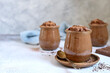 Delicious chocolate mousse in a vintage jars.