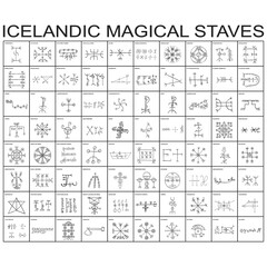 Canvas Print - Vector icon set with Icelandic magical symbols  for your project