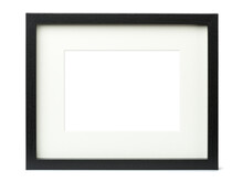 Black Textured Picture Frame  With Matte, Isolated With Clipping Path On White Background