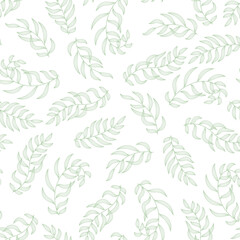 Poster - Leaves. Seamless pattern. Vector leaf. Hand drawn repeating elements. Fashion print. Design for textile or clothes. Natural background