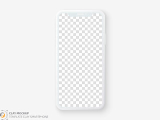 Wall Mural - clay smartphone template / mockup. empty screen for your design, isolated smartphone on light backgr