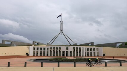 Wall Mural - Mounted police on bikes in Canberra capital city of Australia as 4k.
