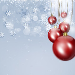 Canvas Print - holiday red balls  xmas card