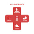 Infographic of 5 Step CPR Guidelines , Emergency First Aid Procedure Healthcare and Medical, One Part of the Important Process Resuscitation stock vector illustration