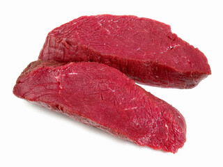 Wall Mural - Raw Ostrich Steaks on white Background - Isolated