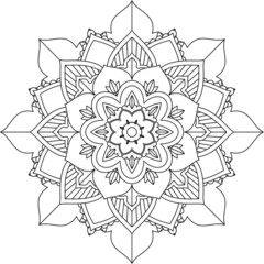 Easy Mandala coloring book simple and basic for beginners, seniors and children. Set of Mehndi flower pattern for Henna drawing and tattoo. Decoration in ethnic oriental, Indian style.