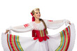© stas_80 - Beautiful smiling caucasian girl in belarussian folk costume isolated on white