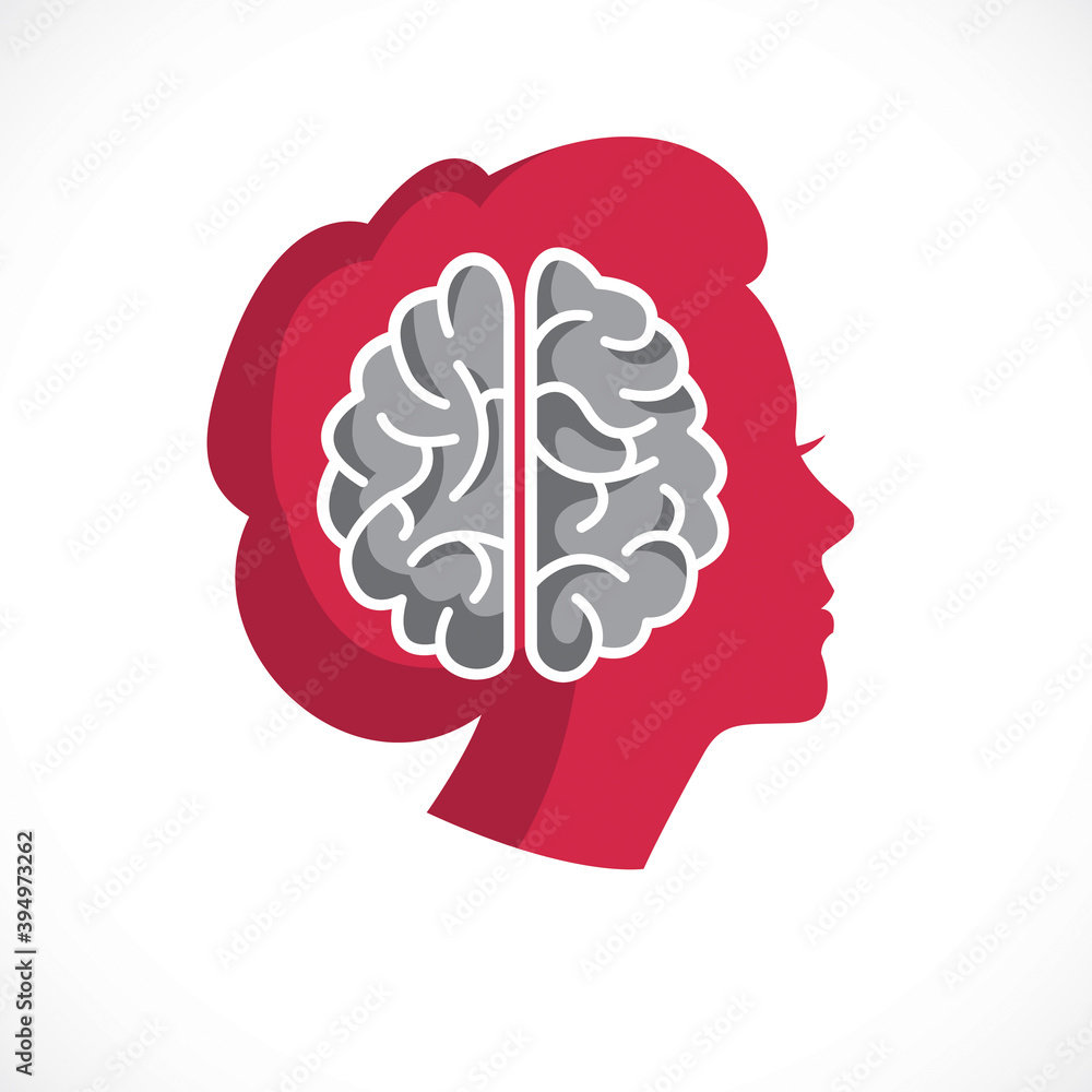 Psychology concept vector logo or icon created with human anatomical ...