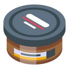 Sticker - Bodybuilding cream jar icon. Isometric of bodybuilding cream jar vector icon for web design isolated on white background