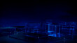 © RocknRoller Studios - Futuristic, High Tech, blue platform background, with network lines conveying a connectivity concept. 3D render