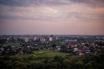 sunset over the city