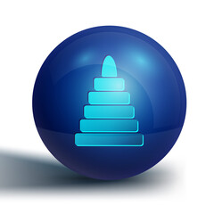 Sticker - Blue Pyramid toy icon isolated on white background. Blue circle button. Vector.