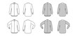 © Vectoressa - Set of Shirt classic and cleric stripe technical fashion illustration with long sleeves, relax fit, button-down, regular collar. Flat template front, back white, color. Women men top CAD mockup