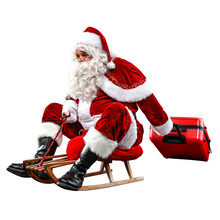 Red Old Santa Claus And White Space 