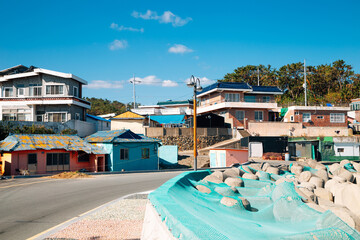 Sticker - Gijang seaside village, colorful houses in Busan, Korea