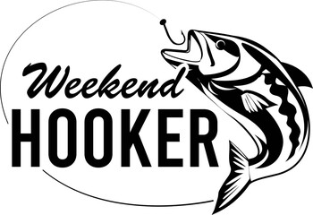 Weekend hooker on white background. Fishing Vector illustration