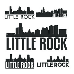 Little Rock Arkansas USA Flat Icon Skyline Vector Silhouette Design Set Logos.