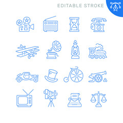 Wall Mural - Retro related icons. Editable stroke. Thin vector icon set