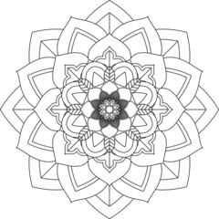 Easy Mandala coloring book simple and basic for beginners, seniors and children. Set of Mehndi flower pattern for Henna drawing and tattoo. Decoration in ethnic oriental, Indian style.