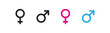 Gender, female and male set flat icon. Isolated sex sign symbol. Vector