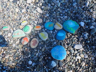 Beach with pebbles on the Black sea. 