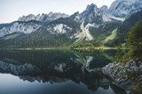 Fototapeta Góry - Gosau lake and Dachstein massif, beautiful touristic destination in Austrian Alps
