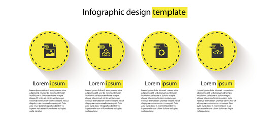 Set JPG file document, 3DS, RAW and PHP. Business infographic template. Vector.