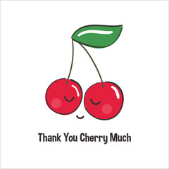 Сute thanksgiving card thank you cherry very much on white isolated background