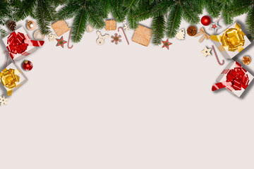 Wall Mural - christmas wooden natural decoration ornament wide horizontal banner with copyspace on white backgrou
