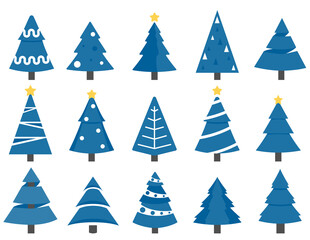  Christmas tree set with blue colors.To see the other vector Christmas tree illustrations , please check Christmas collection.