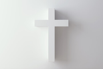 white cross on a white background, religious symbol, 3d render, 3d illustration