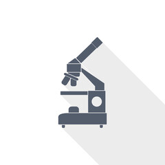 Poster - Microscope vector icon, science and research concept flat design illustration