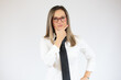 © Danko - Business caucasian woman thinking on a white background
