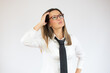 © Danko - Business caucasian woman thinking on a white background