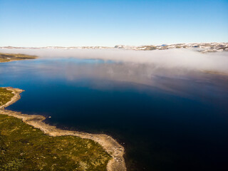 Sticker - Clouds over lake water, Hardangervidda landscape, Norway