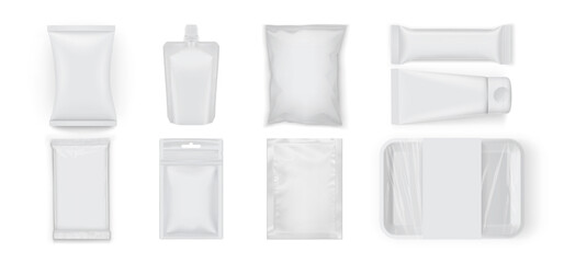 Canvas Print - set of  white  food packages isolated on white background mock up vector