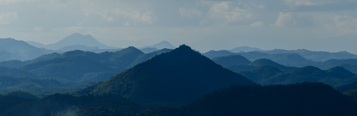 Wall Mural - panoramic beautiful mountains in deep forest at thailand.