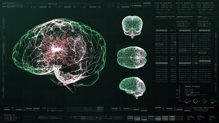 Aufkleber - Futuristic holographic simulation of artificial neural networks, artificial intelligence deep learning performing analytic computational head up display background