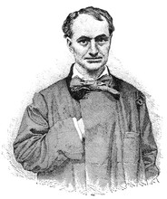 Portrait Of Charles Pierre Baudelaire - A French Poet, Essayist, Art Critic, And One Of The First Translators Of Edgar Allan Poe. Illustration Of The 19th Century. White Background.