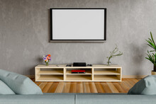 Blank Television Set Mounted On Wall At Home
