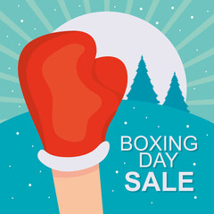 Wall Mural - boxing day sale design with hand with boxing glove