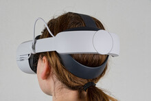 Young Female Wearing A VR Headset