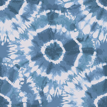 Blue Tie Dye Traditional Circular Repeat Pattern