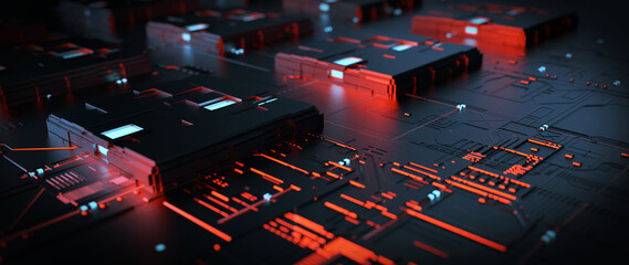 Fototapete - Technology background/Abstract technology background made of different element printed circuit board.  Printed circuit board in the server executes the data. 