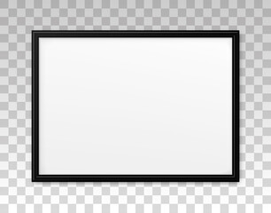 Wall Mural - mockup black frame photo. shadow on wall. mock up artwork picture framed. horizontal boarder. empty 