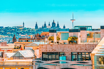 Wall Mural - Panorama of the center of Barcelona, the capital of the Autonomy