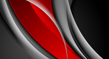 Abstract Red Black Glossy Waves Hi-tech Background. Vector Design