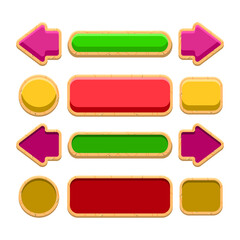 Wall Mural - colorful wooden game ui button icon for gui asset elements vector illustration