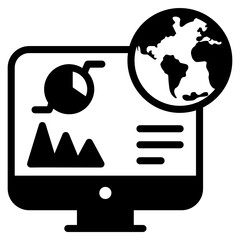 Wall Mural - 
Data chart inside monitor, online analytics solid icon
